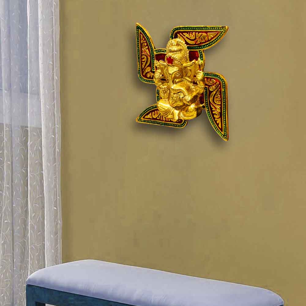 Stone Work White Metal Ganesha Wall Hanging main image 0